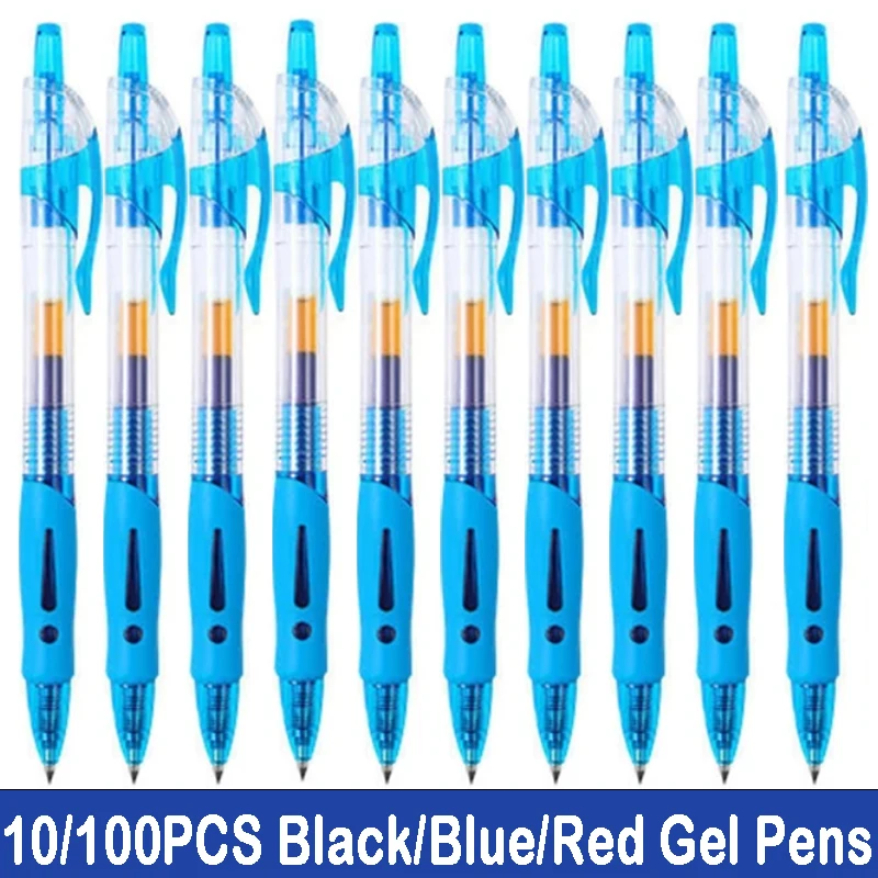 10/100 PCS 0.5mm Retractable Gel Pens Set Black/blue Ink Ballpoint Writing Business Signature Office School Supplies Stationery