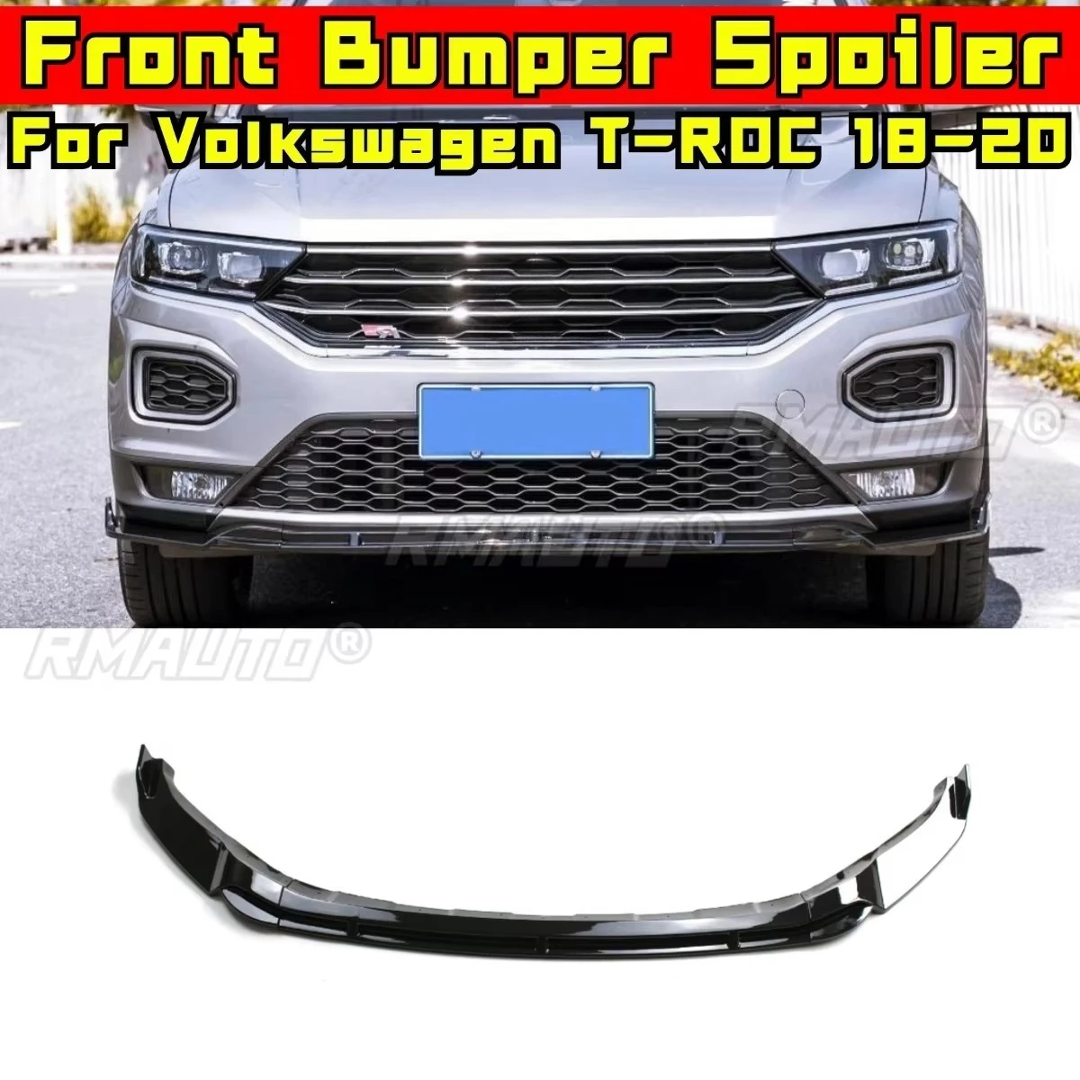 

Для Volkswagen T-ROC 2018-2020 автомобильный передний бампер, разделитель для губ, диффузор, комплект кузова, глянцевая черная защита бампера, модификация, часть