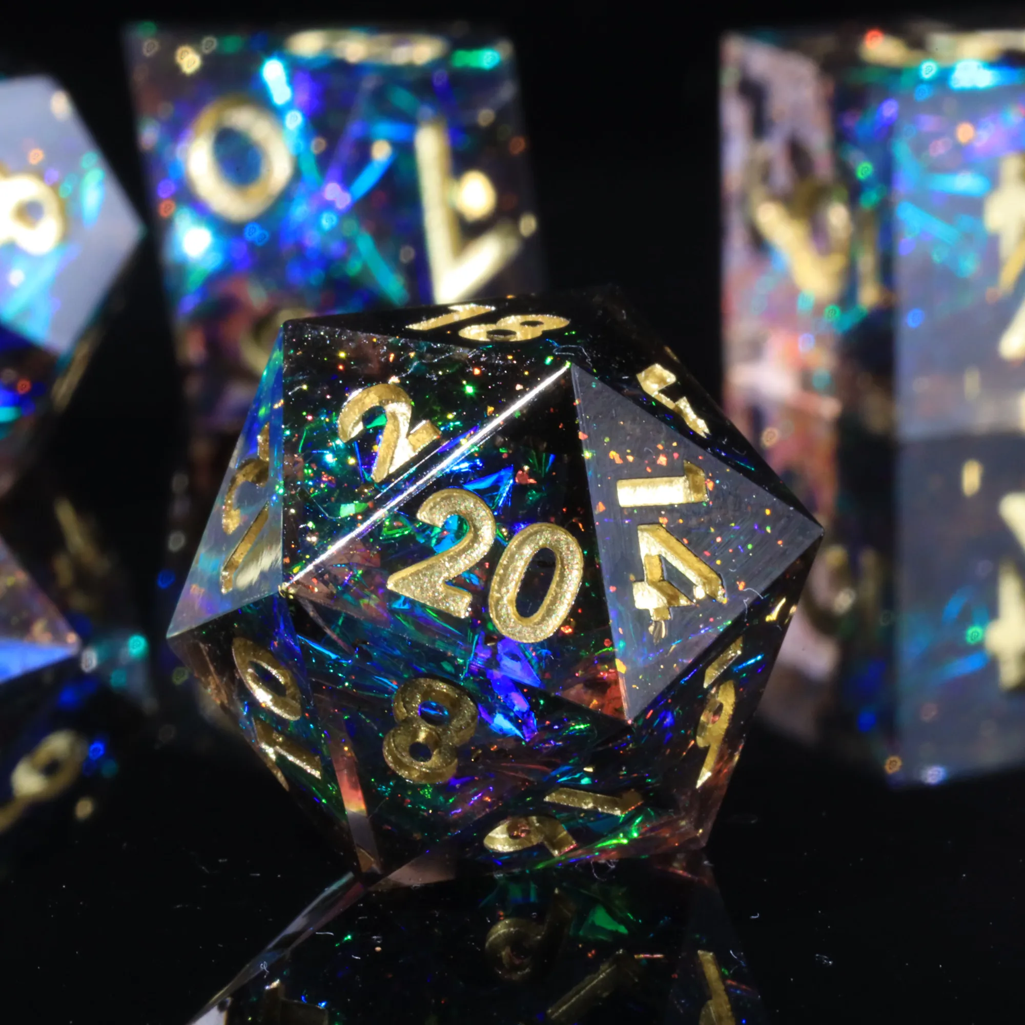 MINI PLANET DND Dice Set Handmade Polyhedral Resin Dice with Sharp Edges For TRPG Desktop Game 6/7/10pcs D6 D10 D20 Dice Set