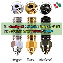 3D Printer Nozzles For Creality Ender 3 V3 KE/K1/ K1 MAX CR-M4 Hight Flow 1-3pcs Brass Plated Copper Hardened Steel Nozzles