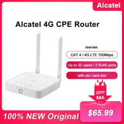 Alcatel-Desbloqueado Router de Bolso, Repetidor WiFi, Amplificador De Sinal, 4G LTE, 150Mbps, 2 Portas Ethernet RJ45, Slot Para Cartão Sim, H41NH