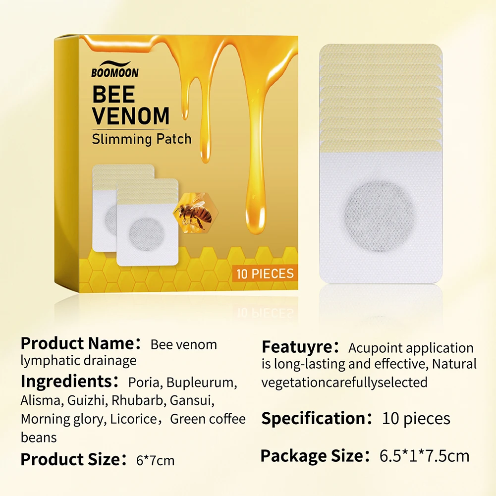 30Pcs Bee Venom Patches Fast Burning Fat Honeybee Venom Drainage Patches Improve Stomach Belly Slimming Patch for Women Men