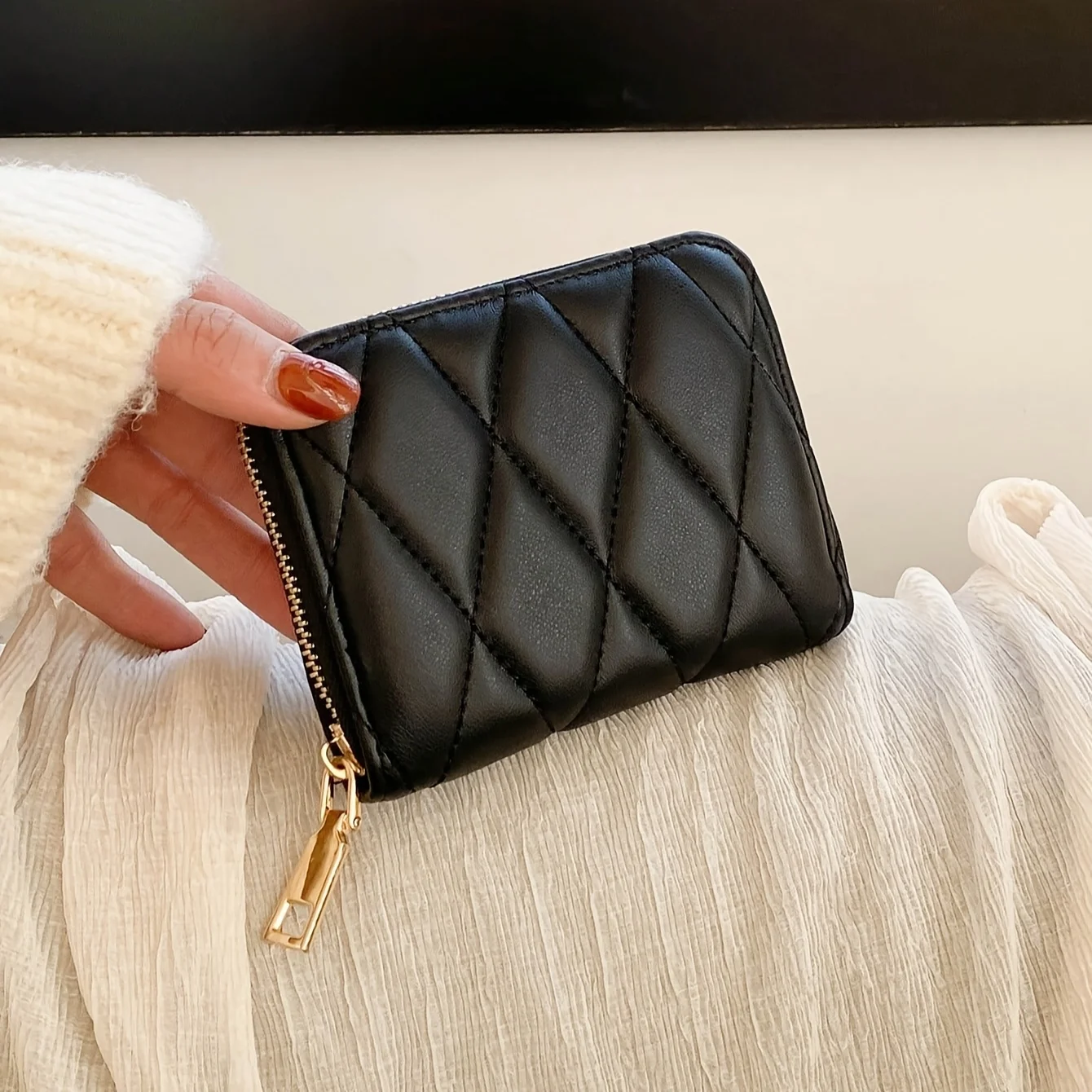 

Короткий модный кошелек-портмоне, простой, стеганый, для карт