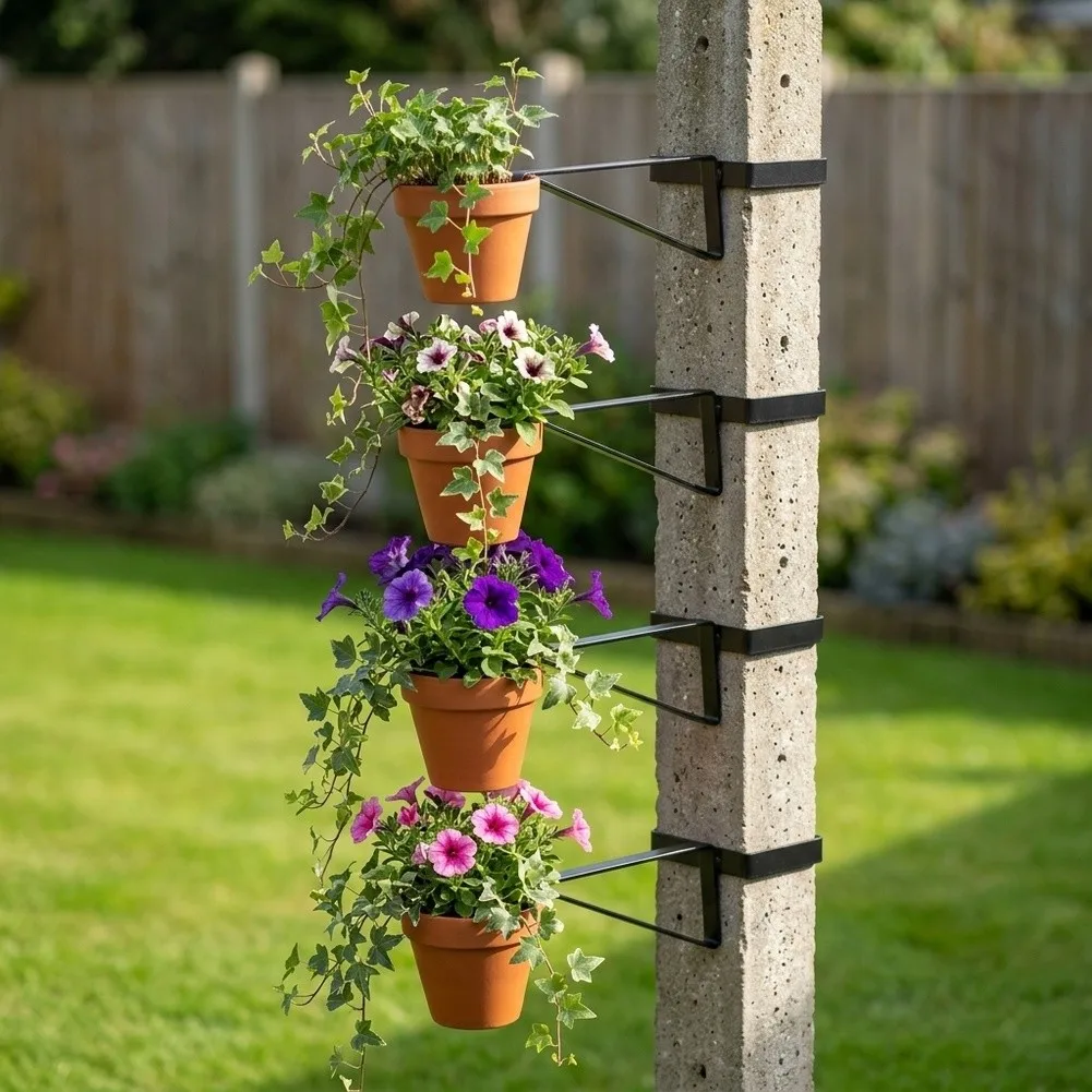 4pcs Metal For Hanging Basket Brackets for Concrete Posts Quick Mount Design for and Outdoor Decor Garden Accessories