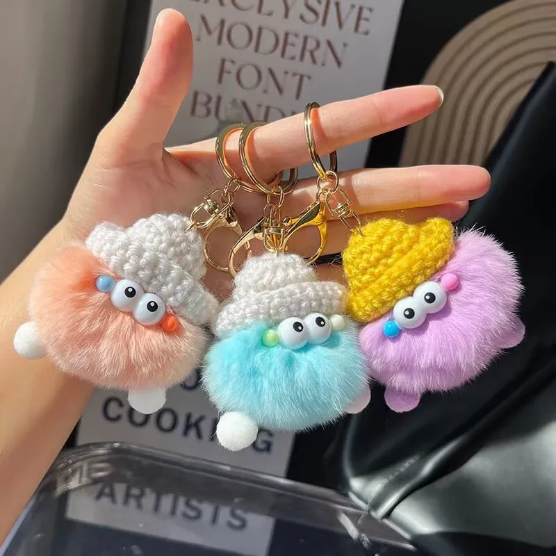 30pcs/lot Wholesale Mixed batch real rex rabbit fur small briquettes keychain pendant cute doll,Deposit First to Get Discount mu