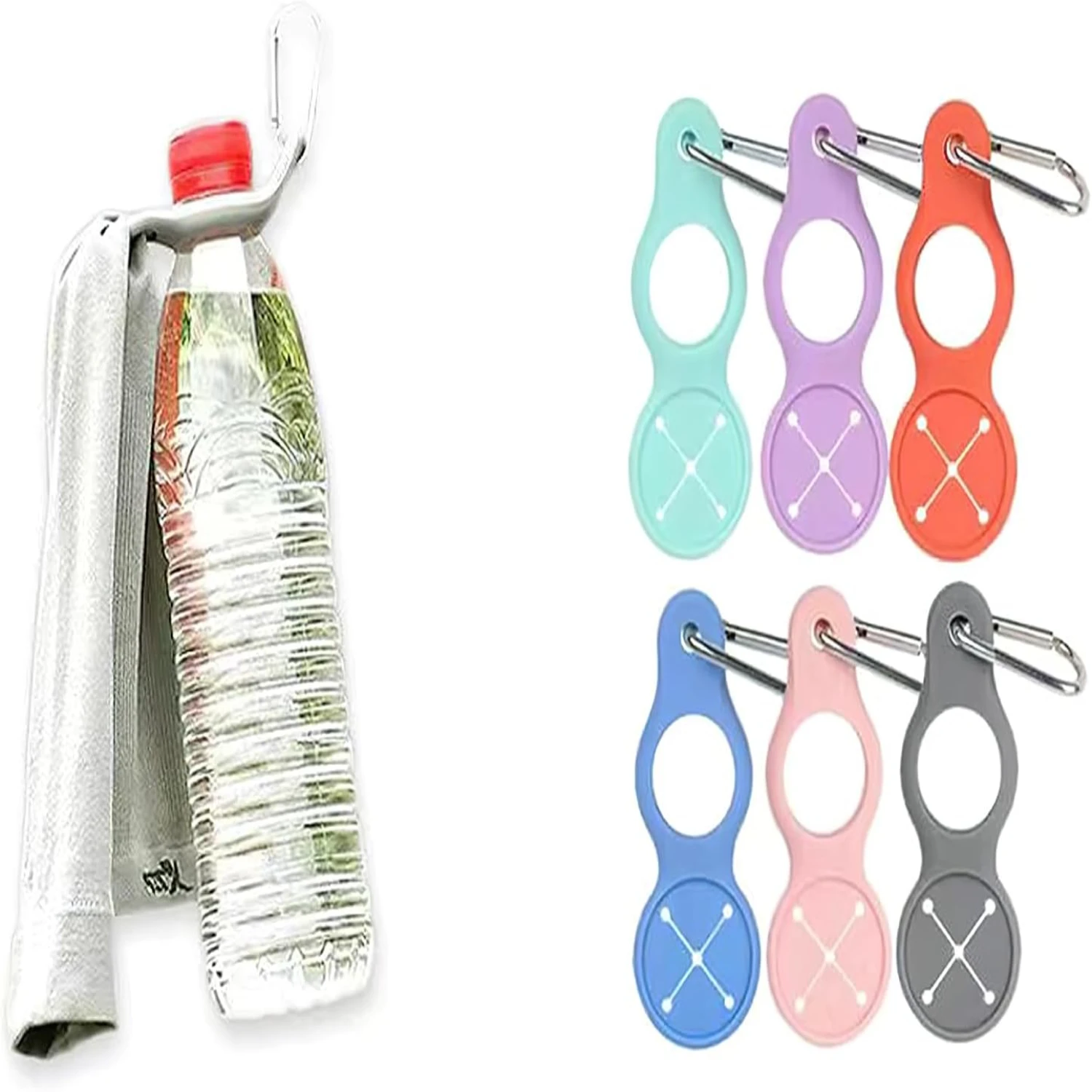 Convenient, versatile and durable 6-pack of secure carabiner clips for hanging towels and belts - Multi-functional water bottle 