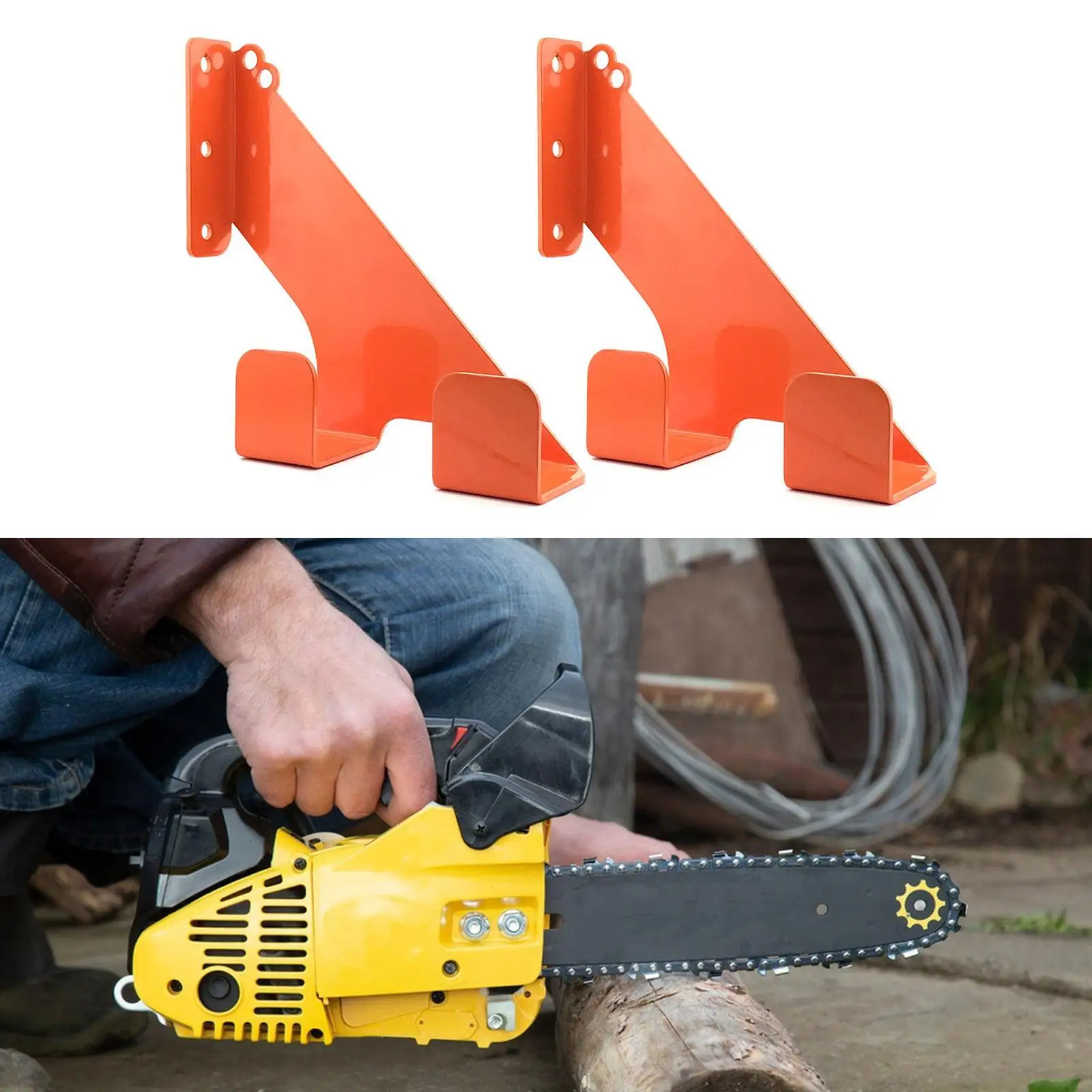 

2x Chainsaw Wall Mount Garage Organization, Weedeater Hanger Rack, Heavy Duty Chainsaw Holder Chainsaw Hanger
