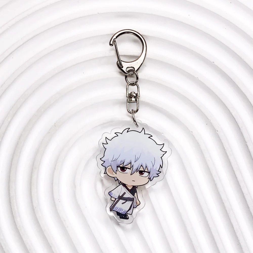 شخصيات أنيمي جينتاما الاكريليك سلسلة مفاتيح السيارة الملحقات العصرية حقيبة سحر الإبداعية على ظهره قلادة كيرينغ هدايا للأصدقاء #2