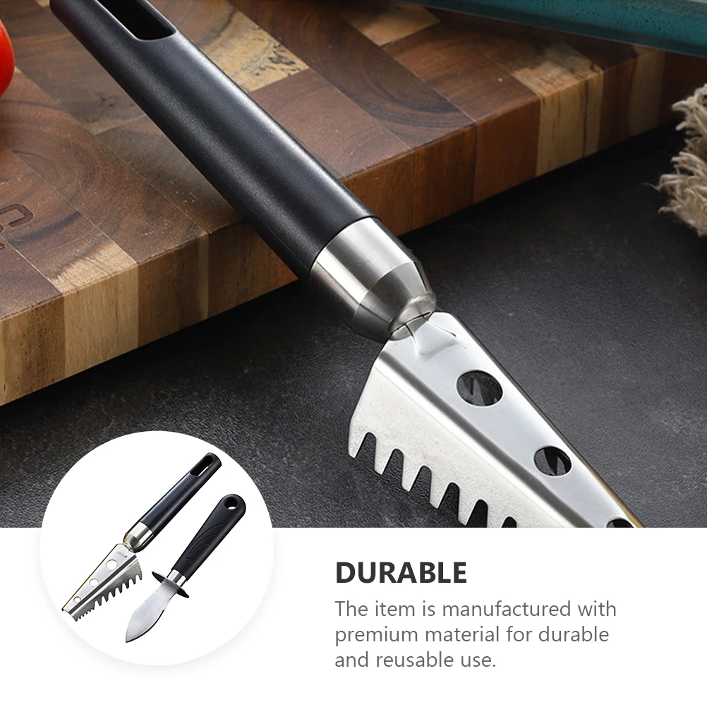 

2pcs Seafood Scraping Tools Fish Scale Remover Oyster Shucker Clam Shucking Tool Shell Opener Kitchen Utensil Reusable Fish