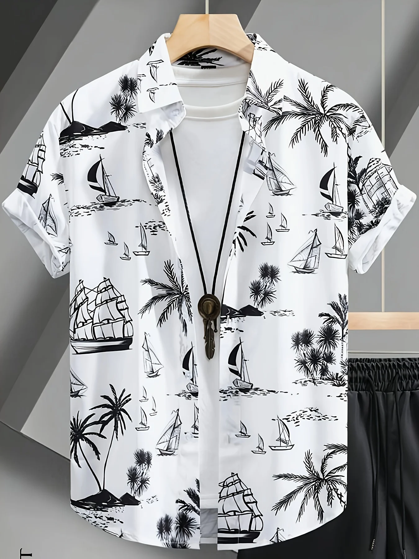 Summer Sci-Fi Art-Themed Men's Shirt with High-Saturation Colored Lines, Graffiti, 3D Print, Beach Vacation Casual Shirt