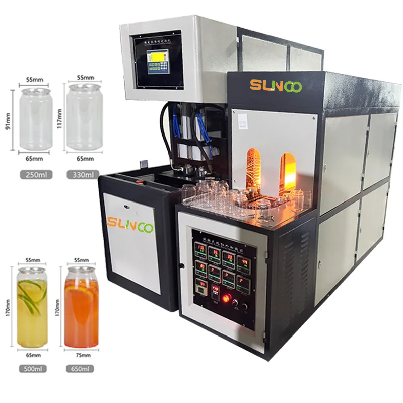 Customized 2cavity Semi Automatic Plastic PET Bottle Blowing Machine Bottle Making Machine For Plastic Can Water Beverage Deterg