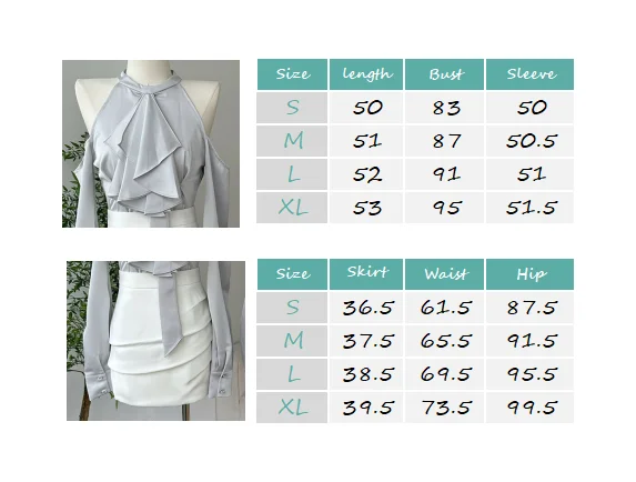 Two-piece skirt 2024 spring and summer fashion new waist fashion Joker irregular off-the-shoulder shirt female