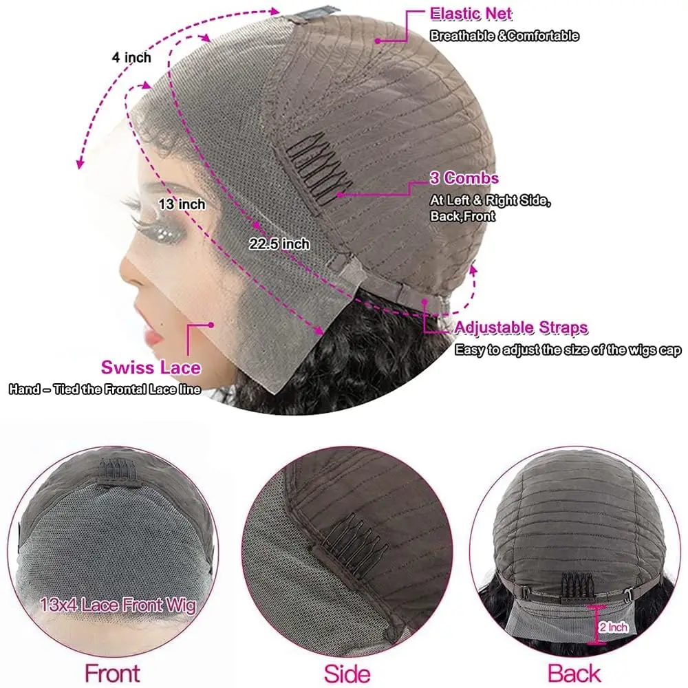 13x4 Lace Frontal Wig Pixie Cut Wig Brazilian Human Hair Wigs For Women 8 Inch 180% Density Glueless Bob Lace Front Wigs - Image 6