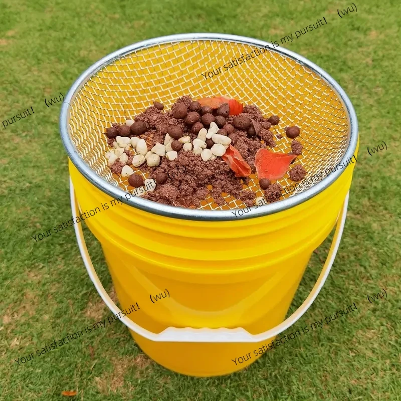 1pc 13.78-inch Round Stainless Steel Soil Sifter, Dual Mesh, Garden Sieve Tool For Separating Soil, Rocks, Compost, And Sawdust
