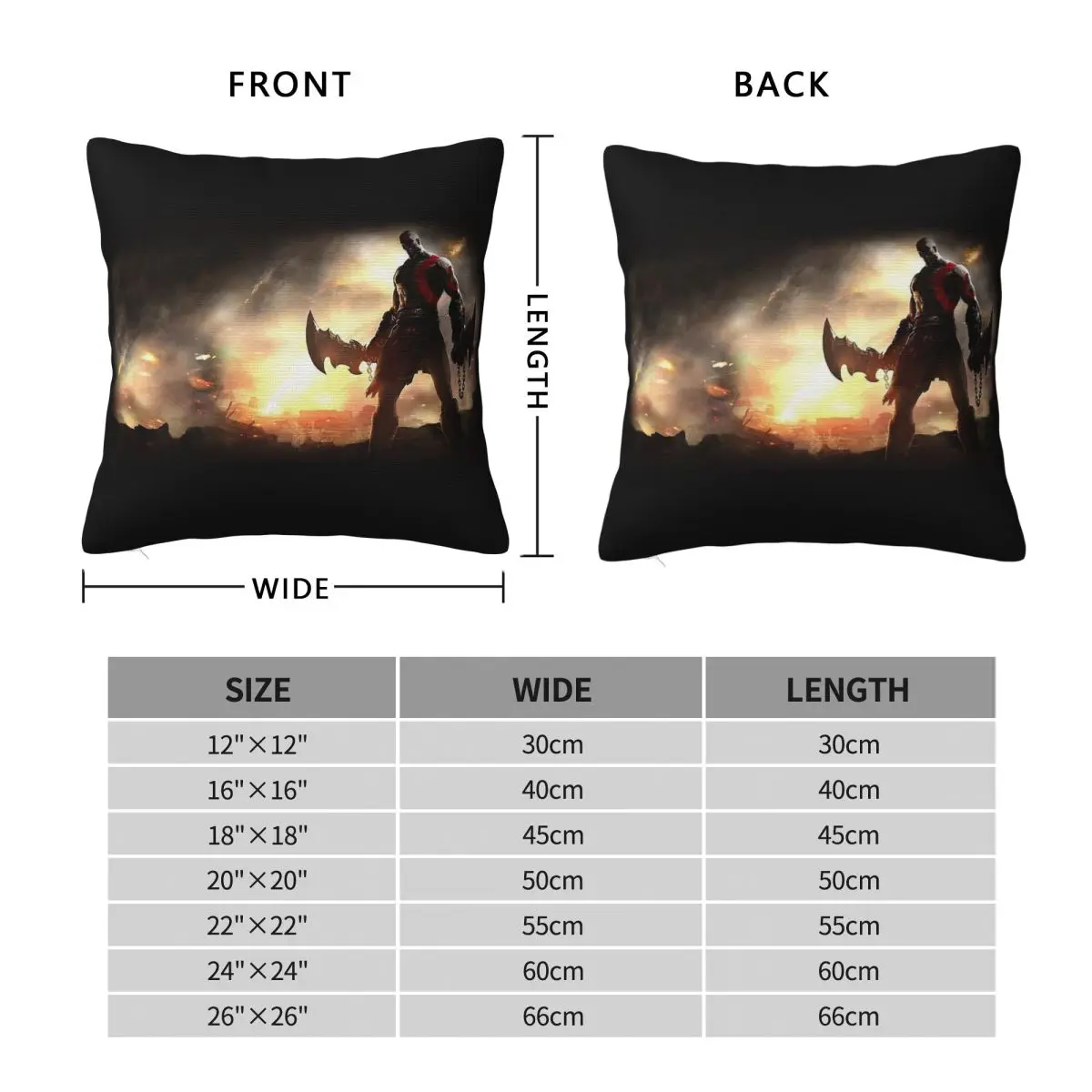 God Of War Epic Kratos Square Pillowcase Polyester Linen Velvet Pattern Zip Decor Room Cushion Cover Wholesale