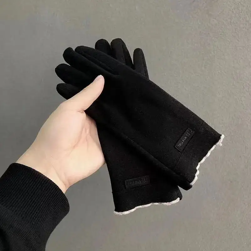 New Fashion Grace Lady Gloves Women Winter Vintage Warm Windproof Touch Screen Driving Fleece Full Finger Glove Mitten Wholesale