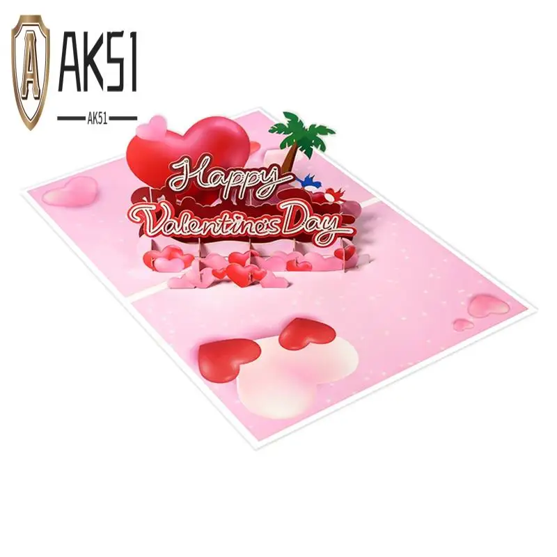 

AK51-Valentine's Day Up Card, 3D Greeting Card For Valentines Day, Wedding, Anniversary, Engagement, For Man Woman