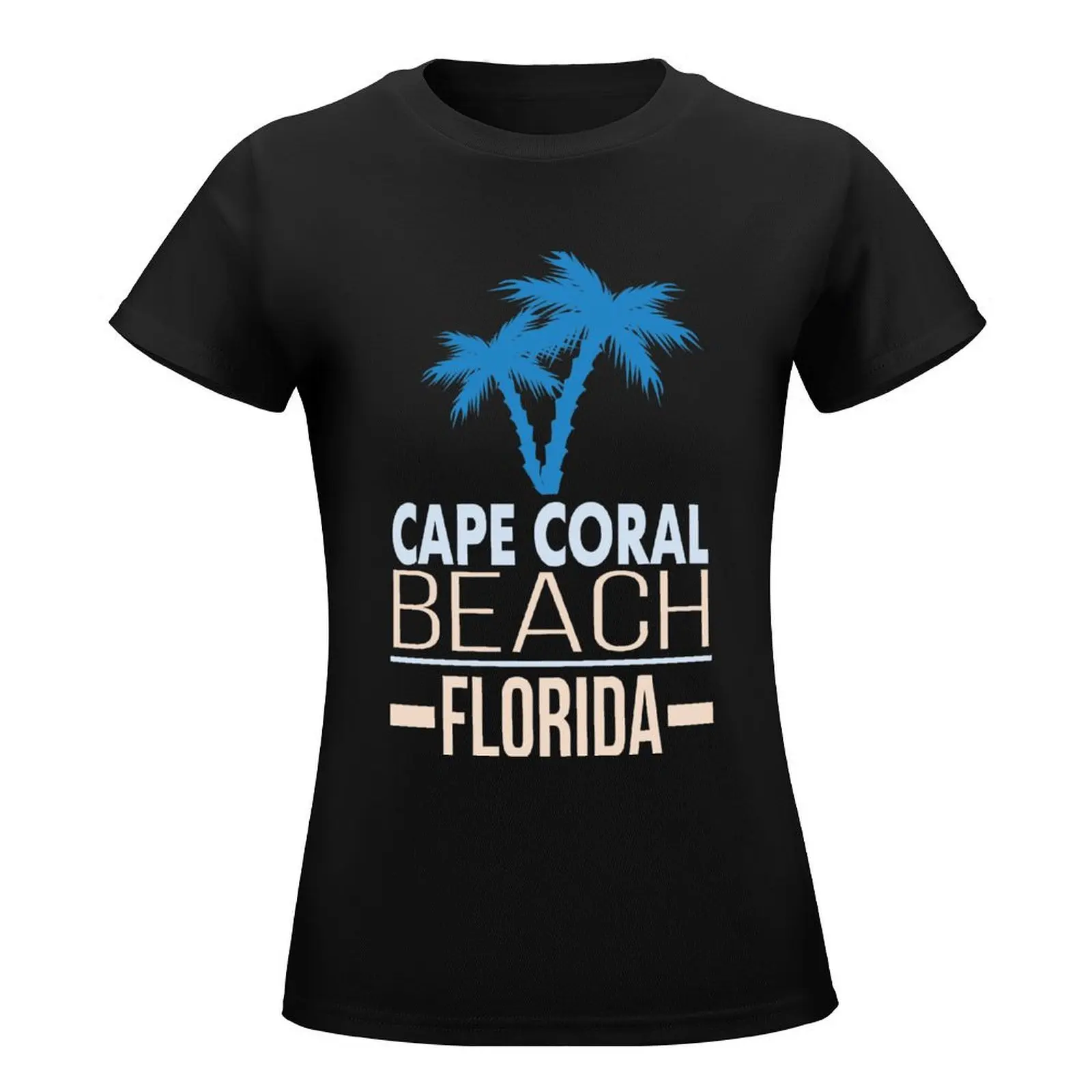 Cape Coral Beach Florida with Palm Trees T-Shirt Short sleeve tee aesthetic clothes tops plain t shirts for Women