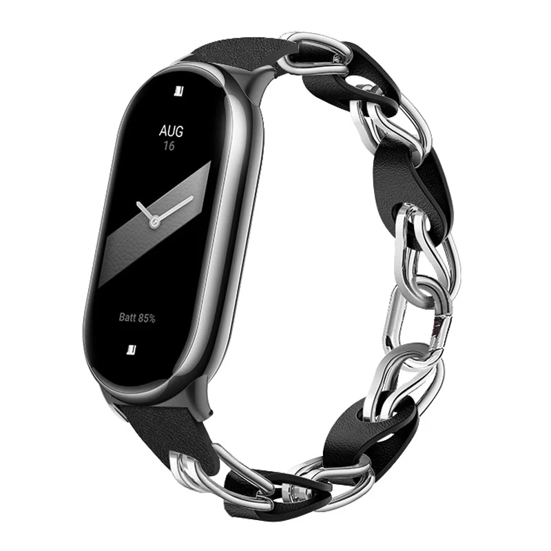 Stainless Steel For xiaomi Mi Band 8 Strap global version accessories leather bracelet pulseira band8 correa mi band 8 NFC strap