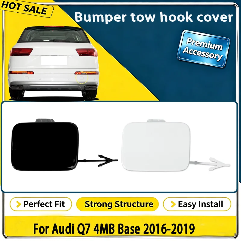 For Audi Q7 4MB Base 2016 2017 2018 2019 Rear Bumper Tow Hook Cover Towing Eye Cap Lid Trailer Cover 4M0807441A 4M0807442A