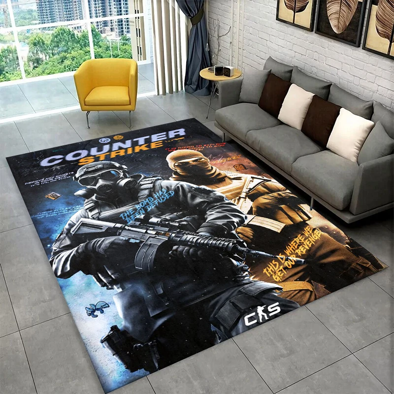 Counter Strike CS GO Game Gamer Carpet Rug for Bedroom Living Room Sofa Playroom Doormat Home Decor,Kid play Area Rug Non-slip