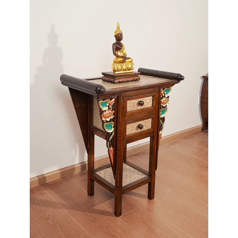 الأثاث الخشب نيف يقدم الجدول منصة بوذية مزار الحظ المنزلي منحوتة مناسبة للديكور النمط #3