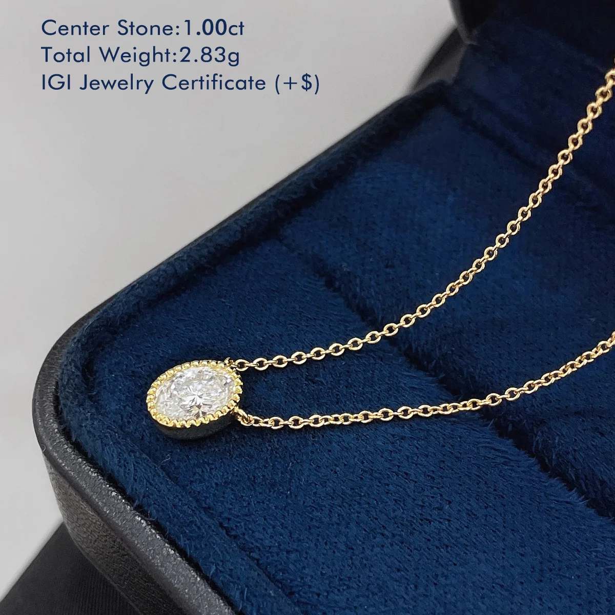 Oval Pavé Bubble Lab Grown Diamond Necklace 18K Yellow Gold Total 1ct Lab Grown Diamond Pendant Necklace Fine Jewelry for Women
