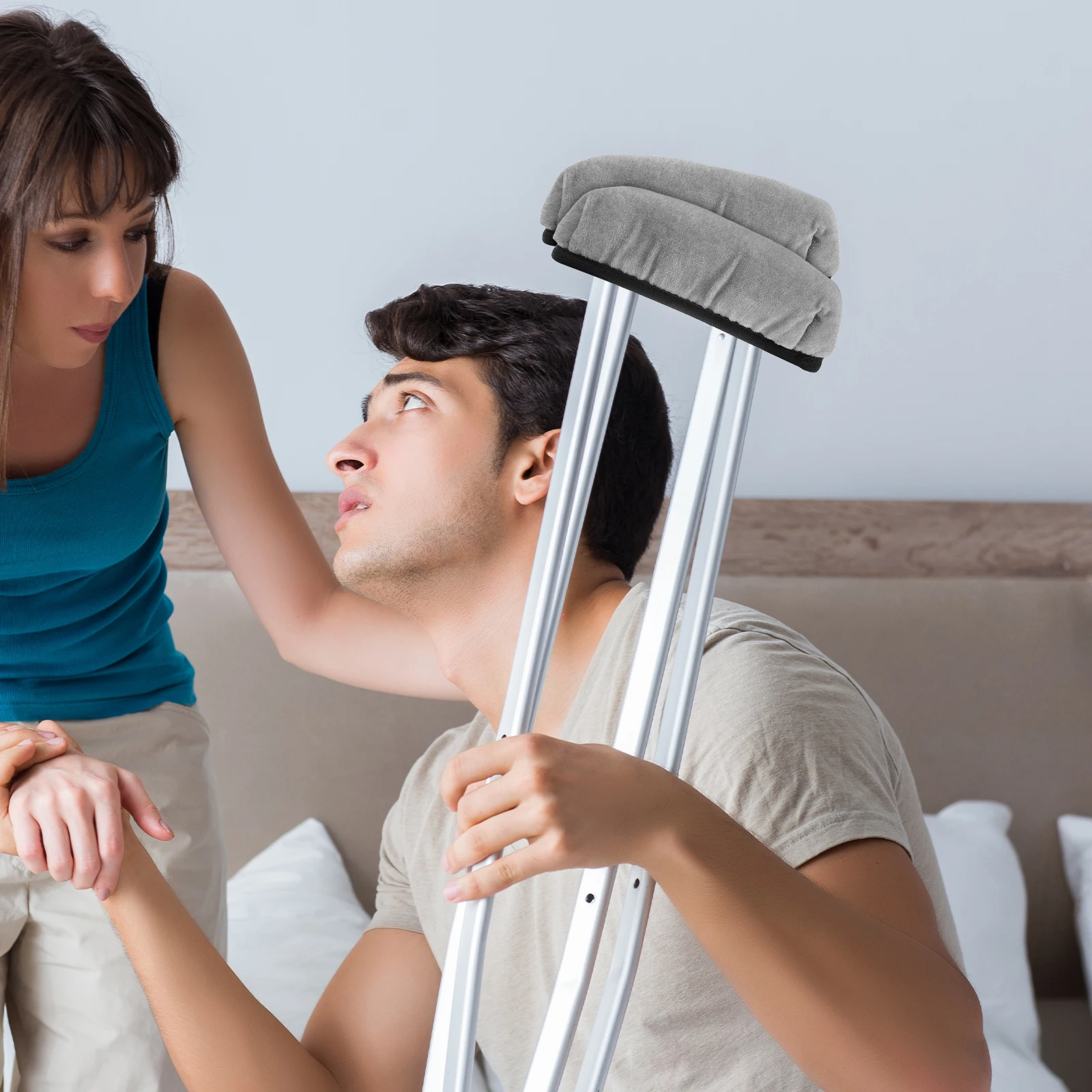 

2Pcs Elderly Crutch Pads Soft Comfortable Elastic Replacement Underarm Padding Anti-Collision Scratch Protection for Crutches