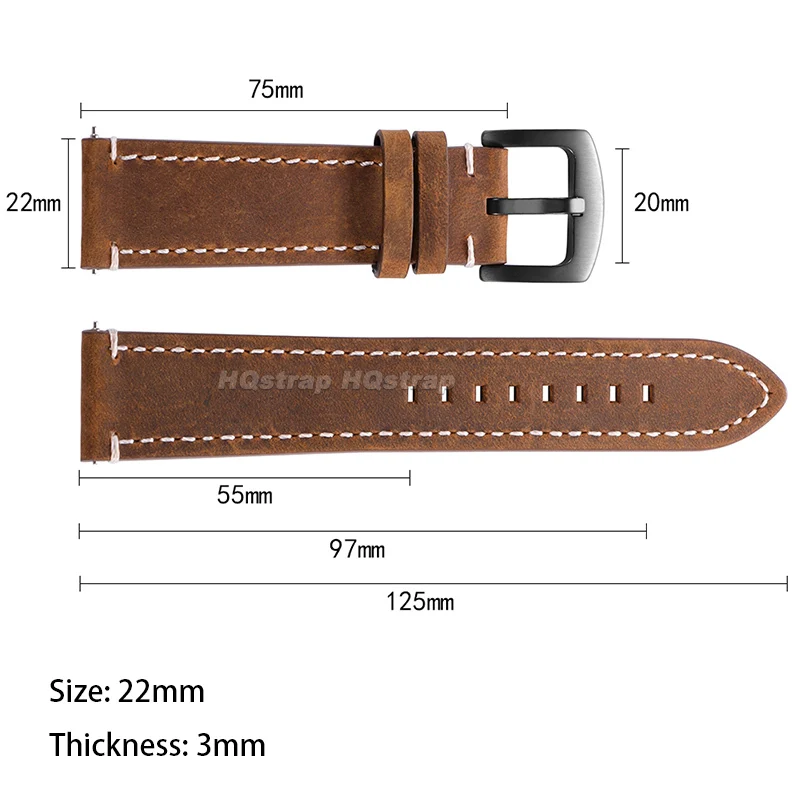 Genuine Leather Strap 18mm 19mm 20mm 21mm 22mm 24mm Retro Calfskin Watchband for Huawei Watch for Omega Quick Release Bracelet