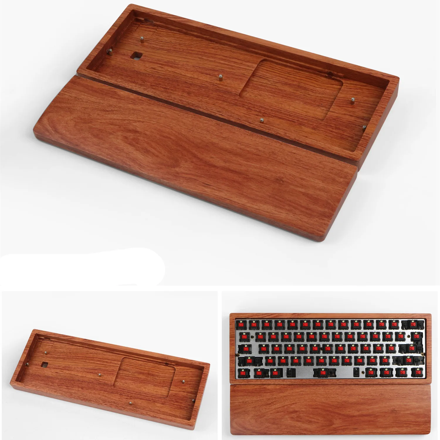 Caixa de madeira para PC Gamer, Walnut Rosewood, teclado mecânico, alta qualidade, gh60, xd64, pôquer 2, 60%