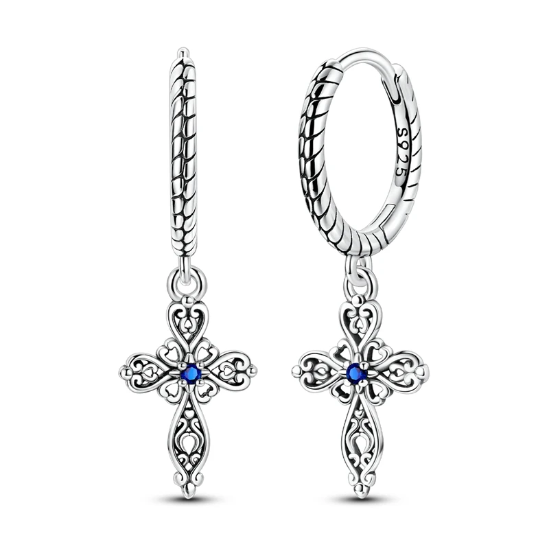 

925 Sterling Silver Earrings Women Snake Bone Pattern Cross Drop Earring For Anniversary Wedding Jewelry Gifts