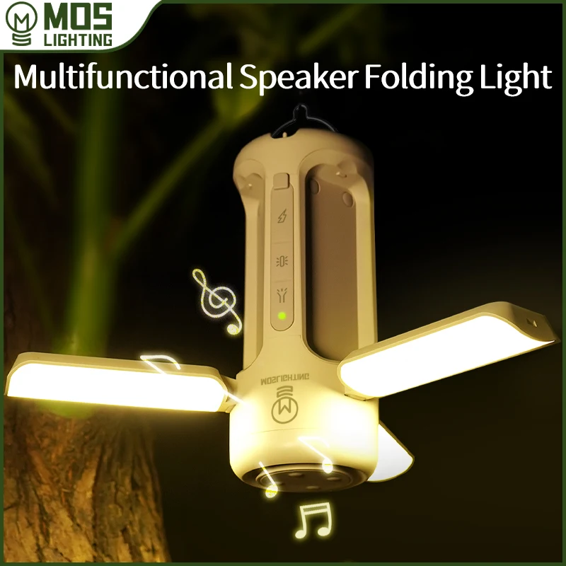 MOSLIGHTING Outdoor Folding Camping Light Large Capacity Flashlight USB Charging Portable RGB Lantern Audio Bluetooth Tent Light