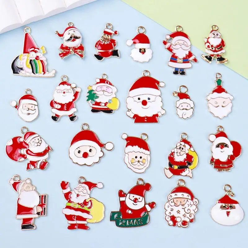 Weihnachts-Emaille-Anhänger, 10/20/50 Stück, sortiert, für die Herstellung von Schmuck, Weihnachtsgeschenk für Bastler – Detail 8