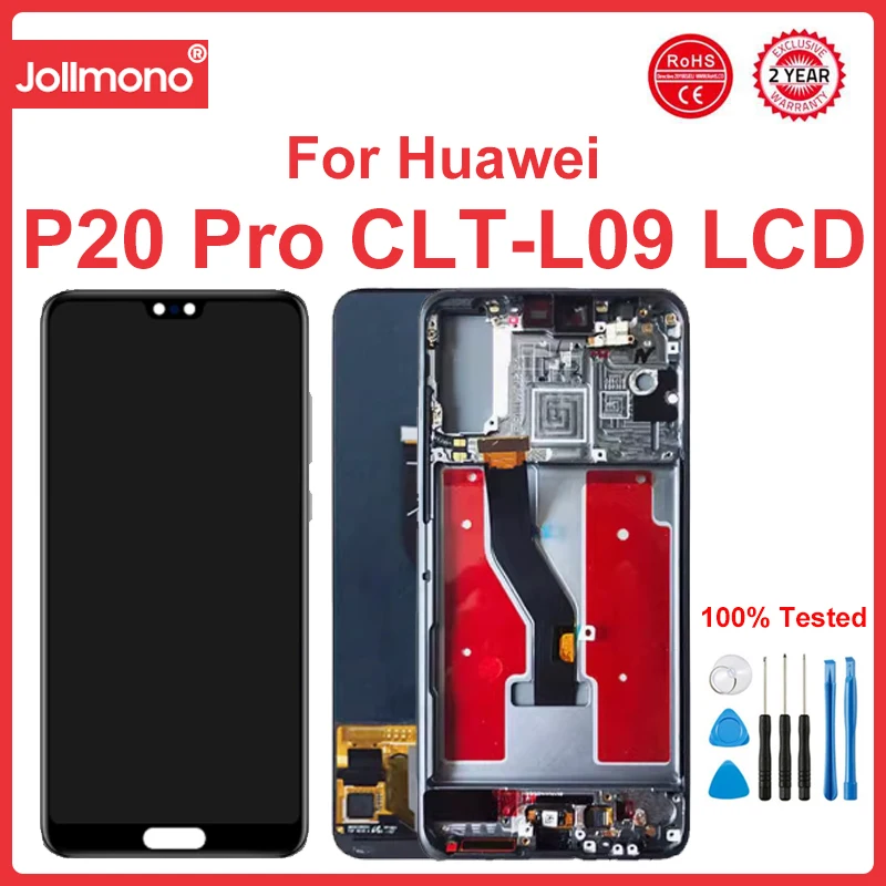 100%  6.1'' For Huawei P20 Pro LCD Display Touch Screen Digitizer Assembly For Huawei P20 Pro CLT-L09 CLT-L29 LCD Screen