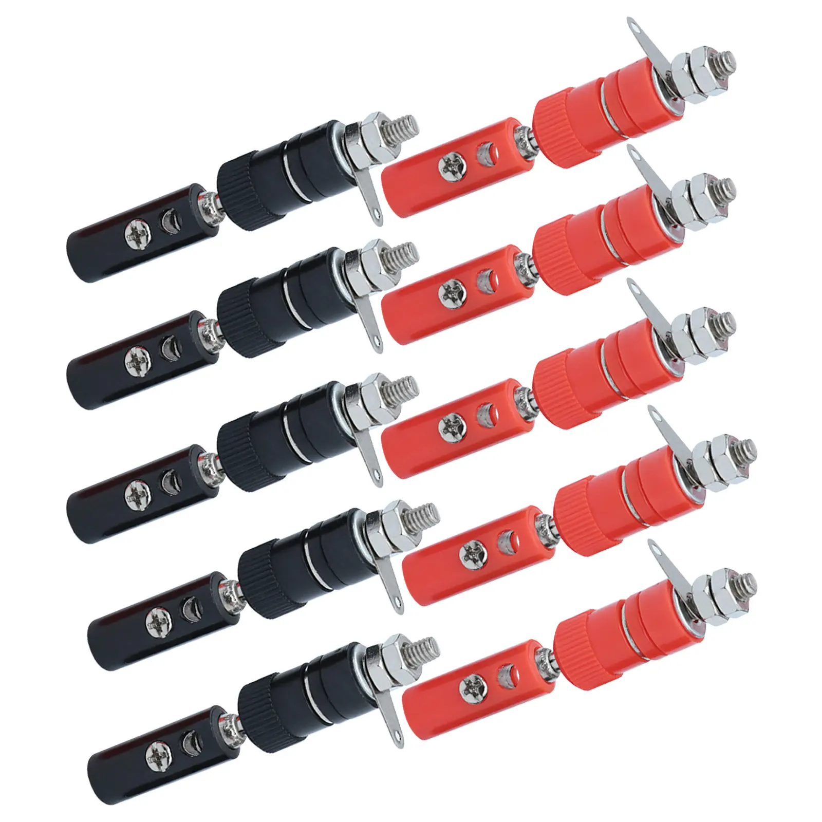 10Pairs 4Mm Banana Plugs Insulated Stackable Connectors Red Black Zinc Alloy Speaker Audio Plug Sockets for Instruments