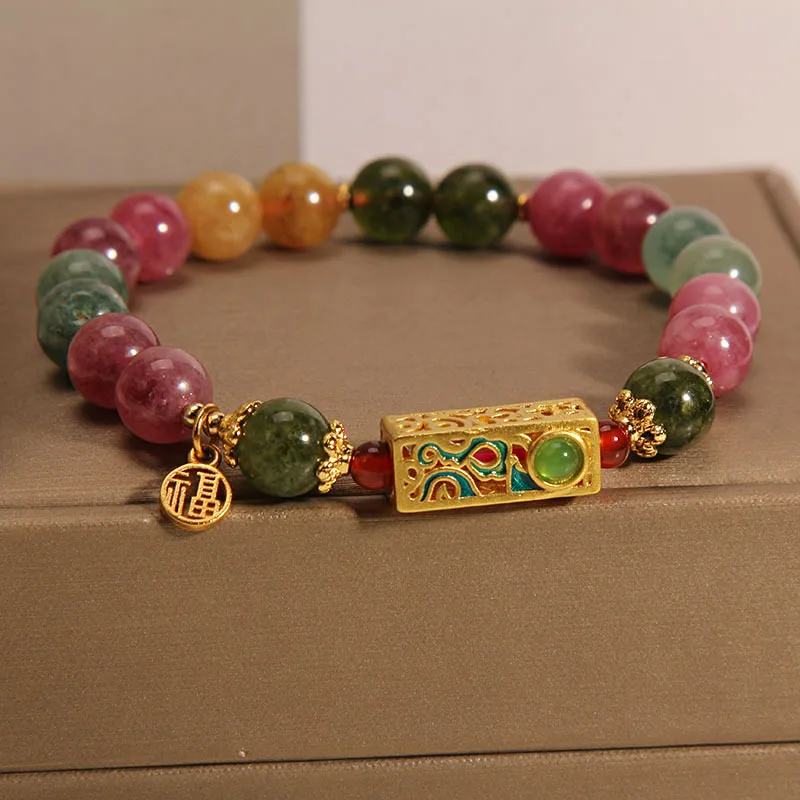 

Colorful tourmaline bracelet, women's auspicious and lucky brand tourmaline bracelet