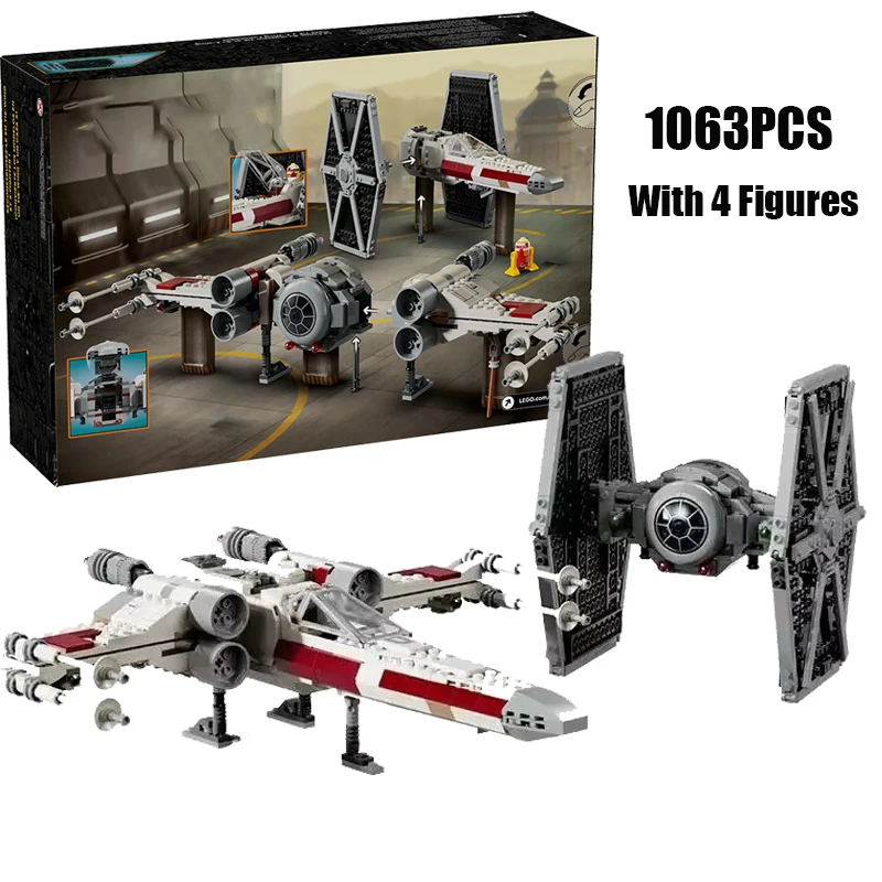 1063PCS Raumschiff TIE Fighter & X-wing Mash-up Bausteine 4 Figuren Space War Bau Ziegel Spielzeug