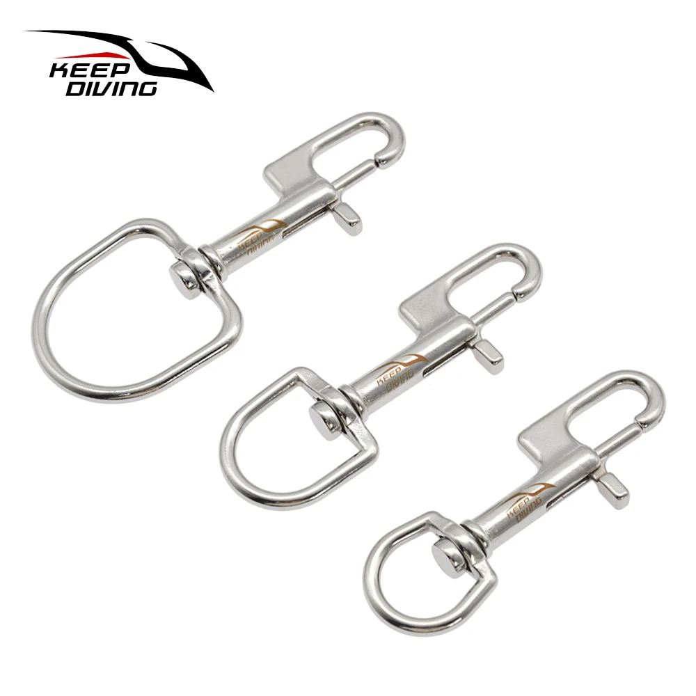 1Pcs KEEP DIVING 90/100/110MM 316 Stainless Steel Bolt Snap Hook Scuba Diving Double Ended Hook BCD Accessories Diving Equipment