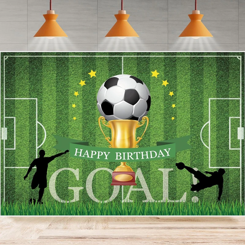 Photography Backdrop Boys Football Field Score Goal Sports Themed Background Birthday Home Party Backdrop Wall Banner Decor