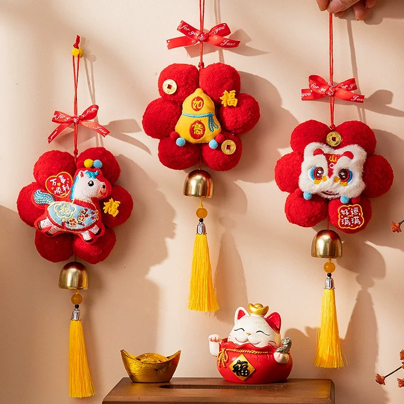 

Украшения к Китайскому Новому году Лошади 2026, подвесные украшения с кисточками для двери на Весенний фестиваль.