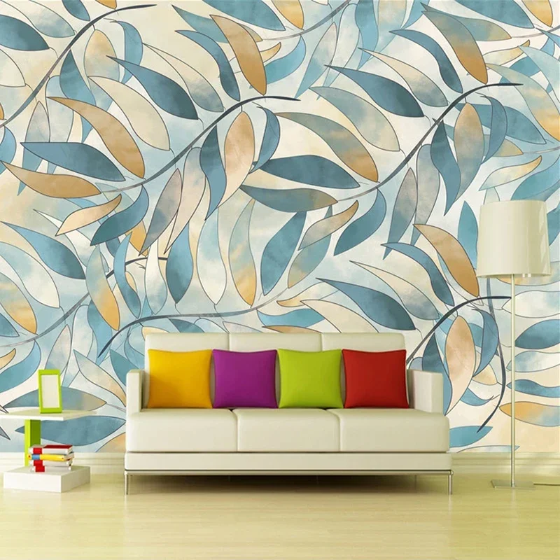 Custom Wall Mural Wallpaper Hand Painted Leaves American Style Bedroom Living Room Sofa TV Background Photo Wall Paper Kitchen