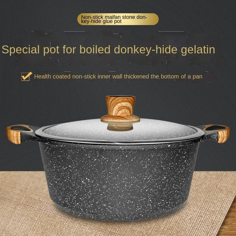 Gelatin Thickened Dedicated Pot Non-Stick Soup Pot for Cooking Medical Stone Pan Cakes Universal Cooking Donkey-Hide