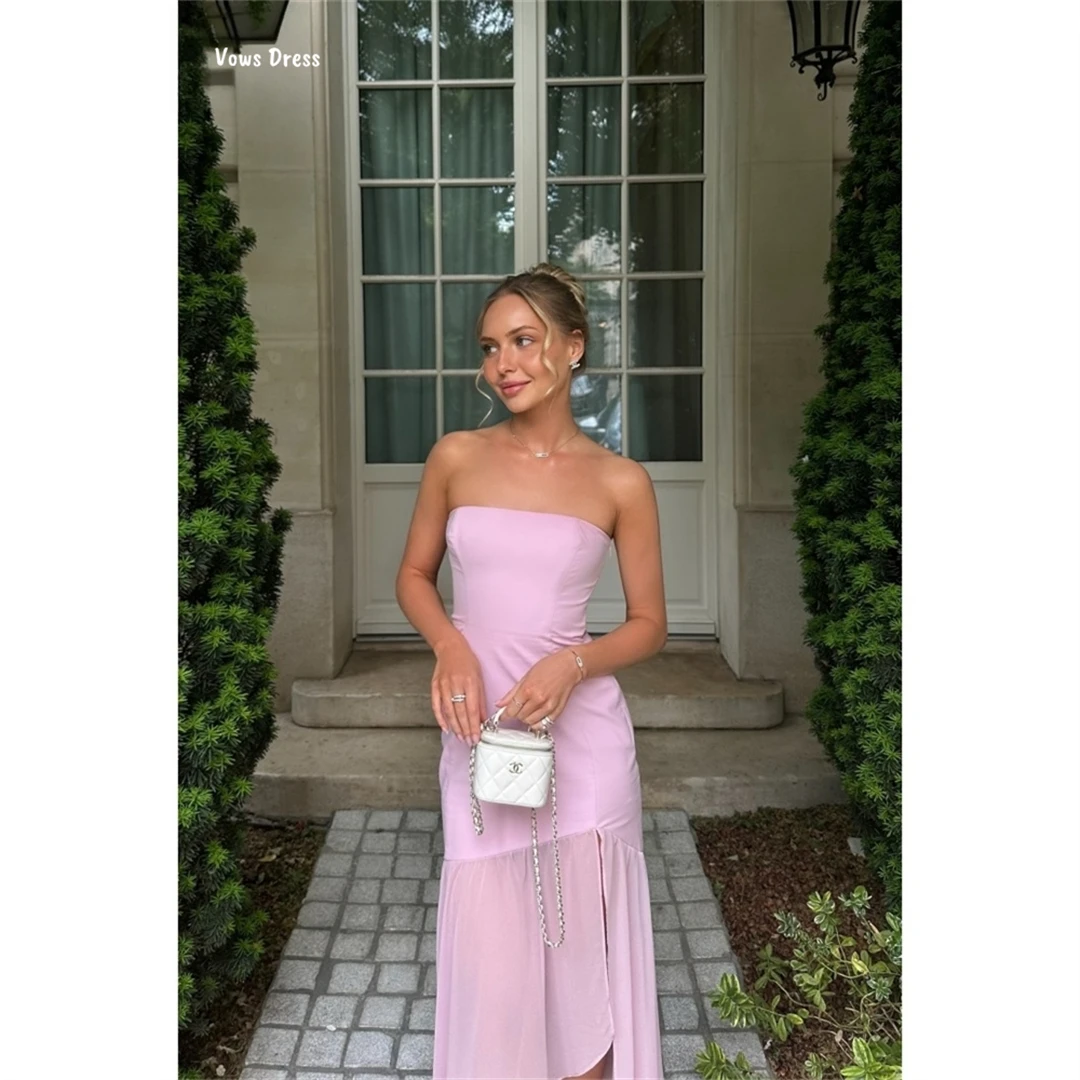 

Vows Chiffon Robes De Cocktail Dresses for Special Occasions Ball Gown Dress Fish Tail Luxurious Women's Evening Dresses Pink