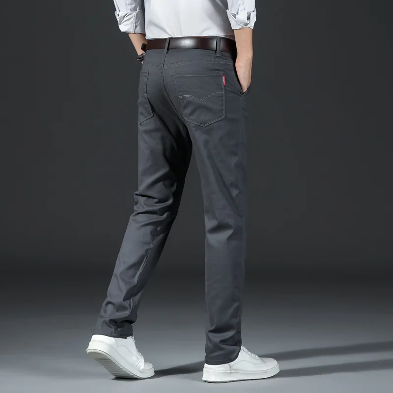 2025 Four Seasons Casual Pants for Men, Elastic, Business Versatile, Loose, Small Straight, Slim Fit, Youth Straight, Long Pants