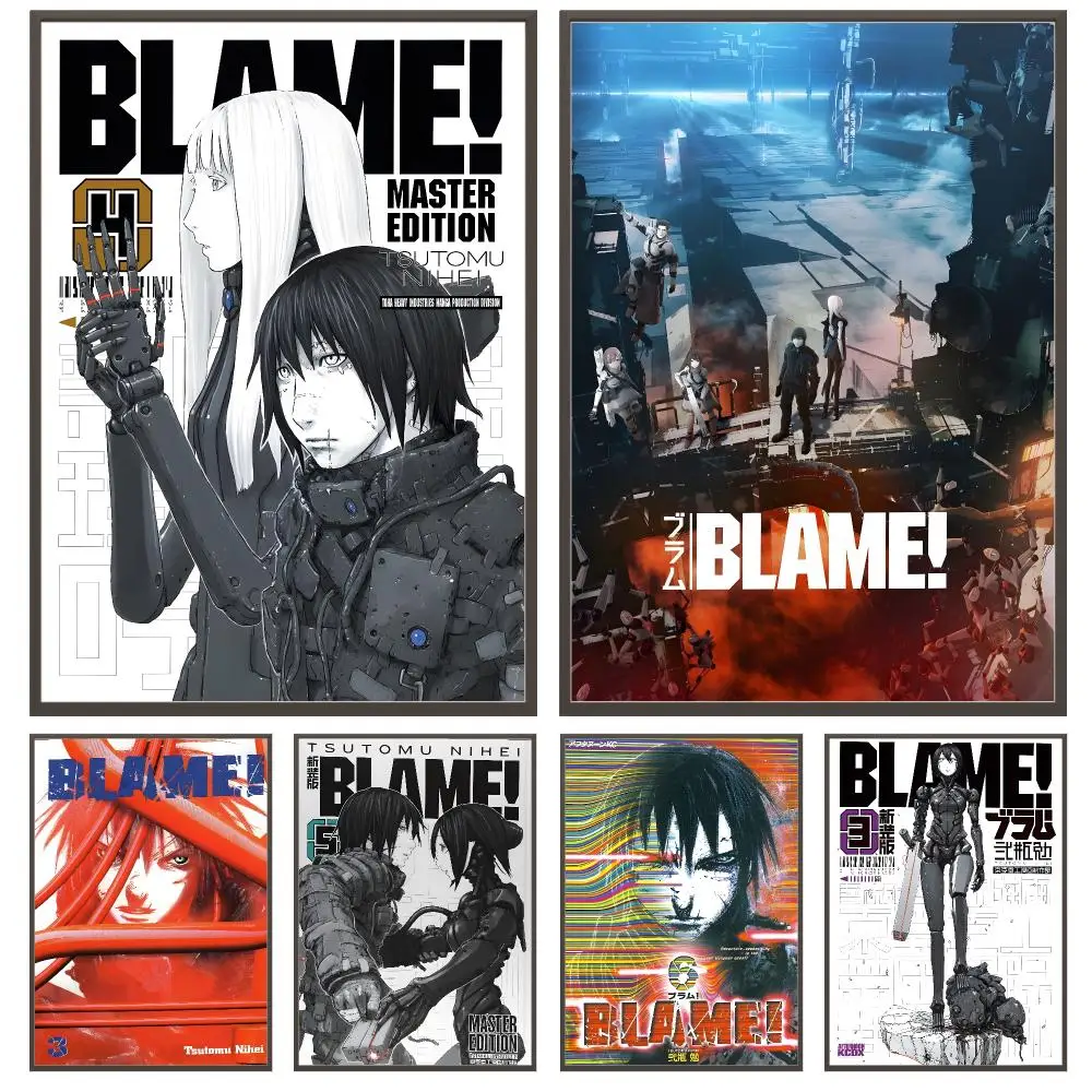 Comic BLAME! Poster HD Wasserfestes Selbstklebendes Wandkunstdruck-Dekor für Schlafzimmer Wohnzimmer Geschenk