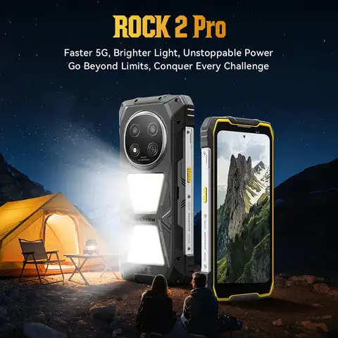 Blackview ROCK 2 Pro Rugged Phone 8GB+256GB 6.67'' 120Hz Display Android 16 15000mAh Unisoc T8100  NFC 5G Smartphone