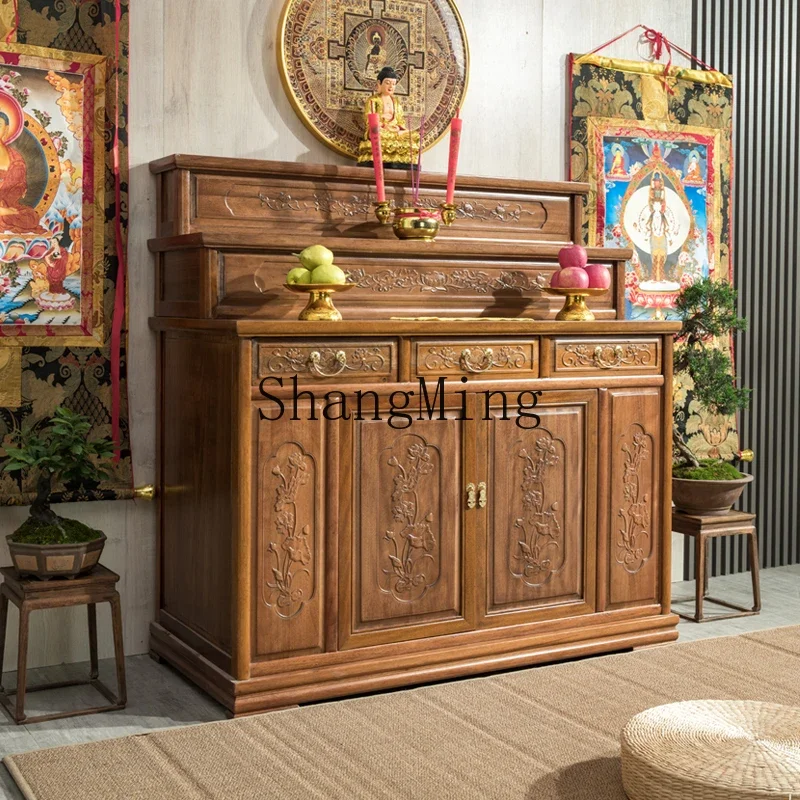 ZZJ Buddhist niche offering table Buddhist platform rural solid wood incense bar case Zhongtang God of Wealth cabinet