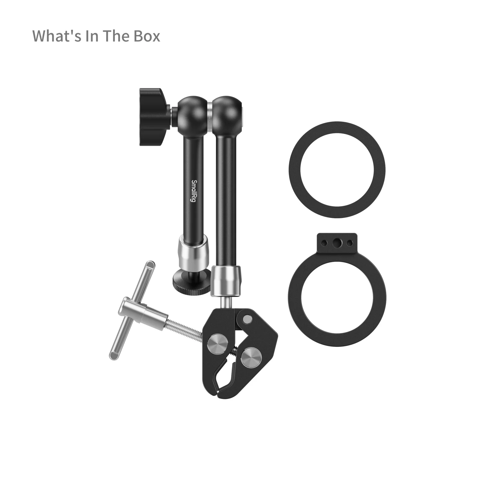 SmallRig magnetische magische arm met krabvormige klemset met metalen ring met 1/4"-20 schroef voor monitoren, smartphones en actiecamera