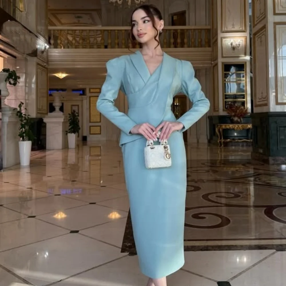 Индивидуальные современные стильные элегантные трикотажные платья с рюшами и драпировкой, прямые платья до щиколотки с v-образным вырезом, платья на заказ, модные ретро-платья