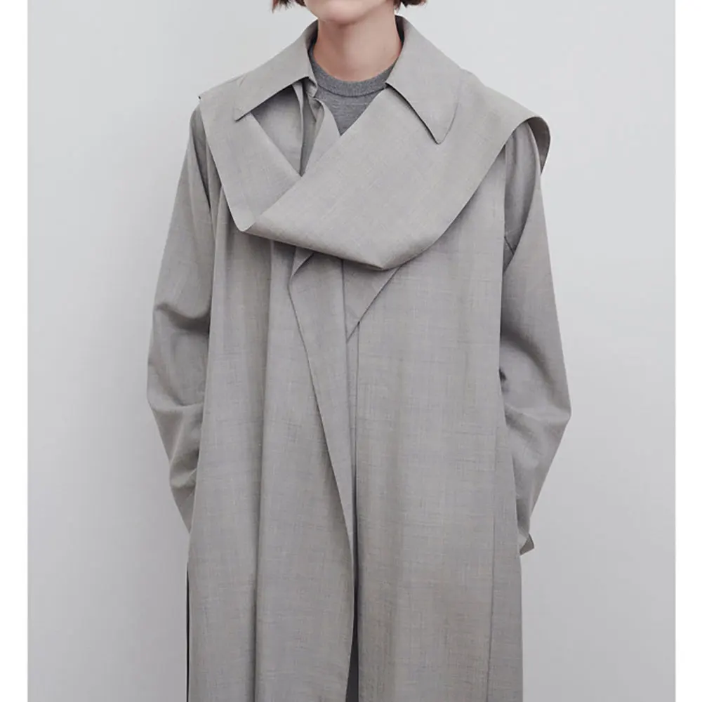 Simple R0*Wool Trench Coat Women 24ss Spring And Summer New Removable Hat Tie Belt Long Windbreaker Jacket